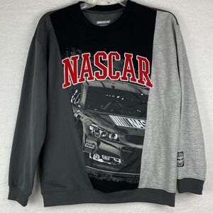 NASCAR Freeze‎ Colorblock Graphic Sweatshirt Mens Large Grey Black Race Car L